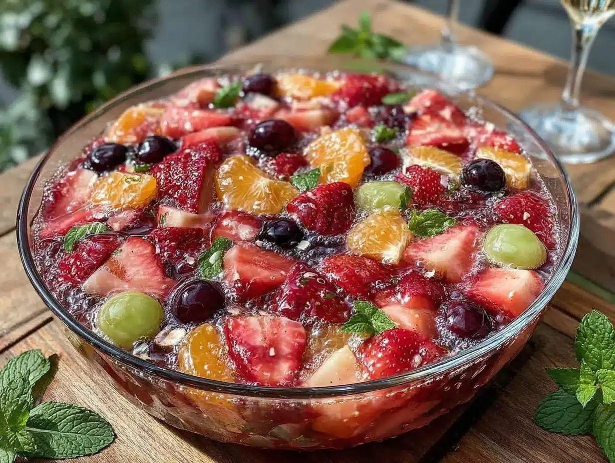 sparkling boozy champagne fruit salad preparation steps