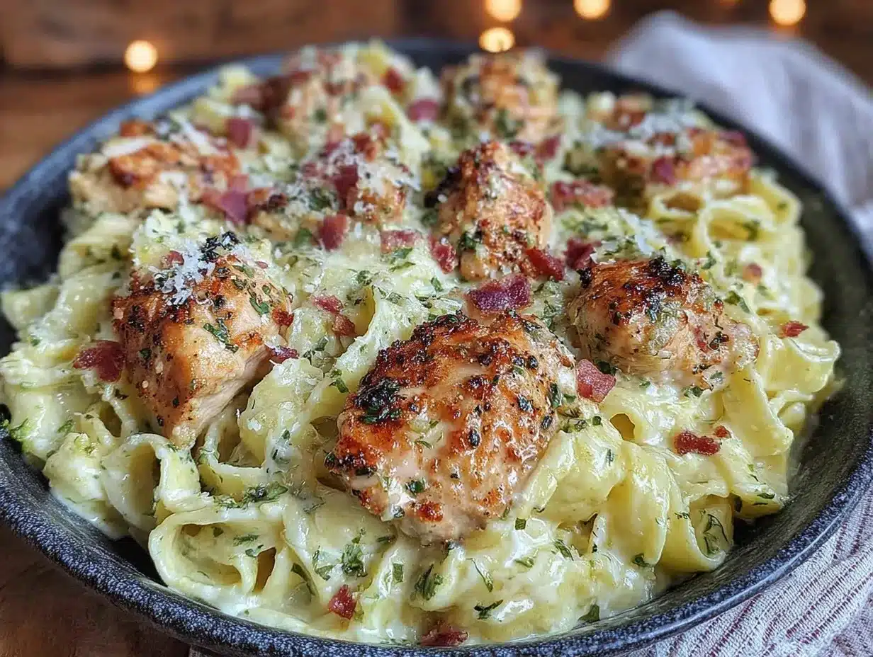 creamy one-pot chicken Alfredo pasta preparation steps
