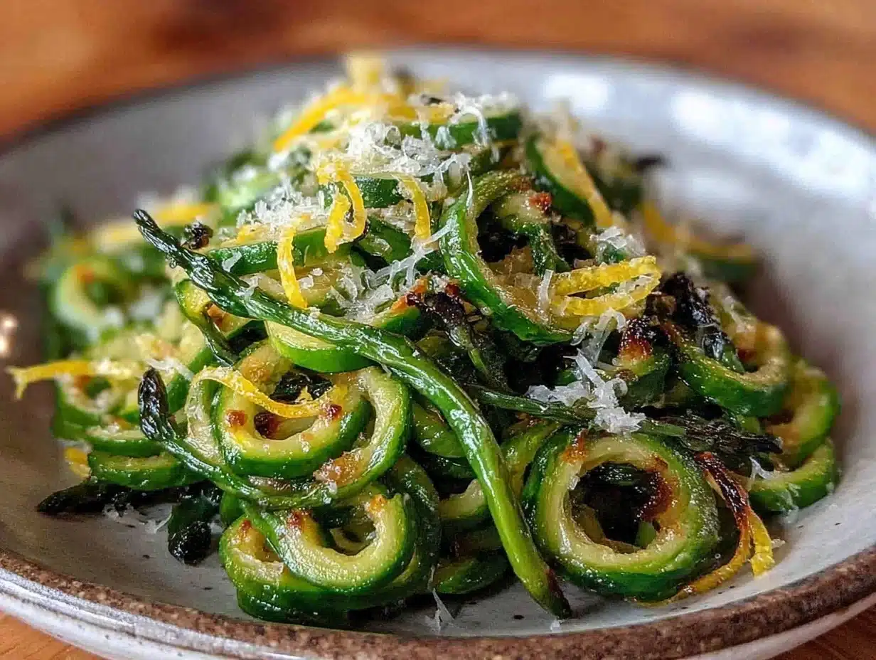 crispy roasted garlic scapes - featured image