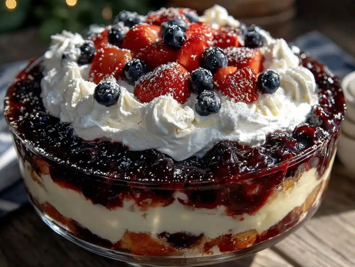 easy creamy red white blue berry trifle preparation steps