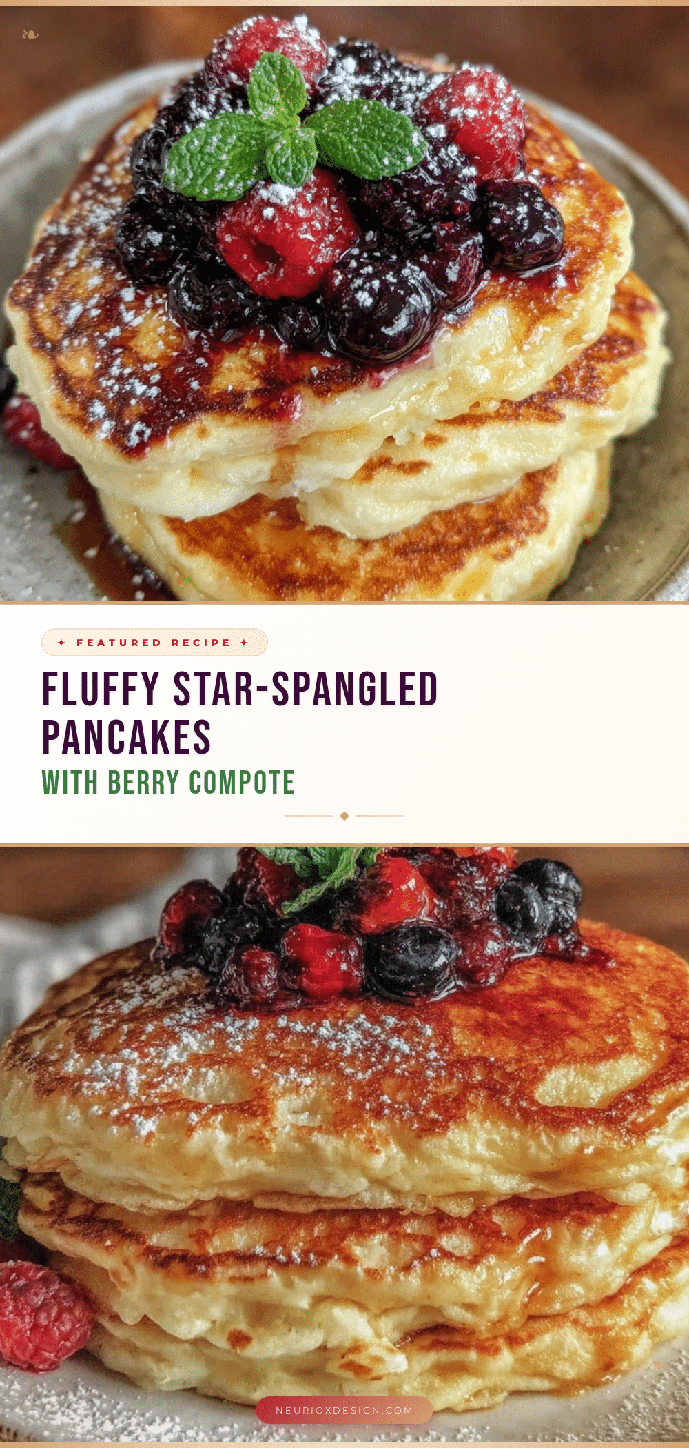 fluffy star-spangled pancakes with berry compote recipe