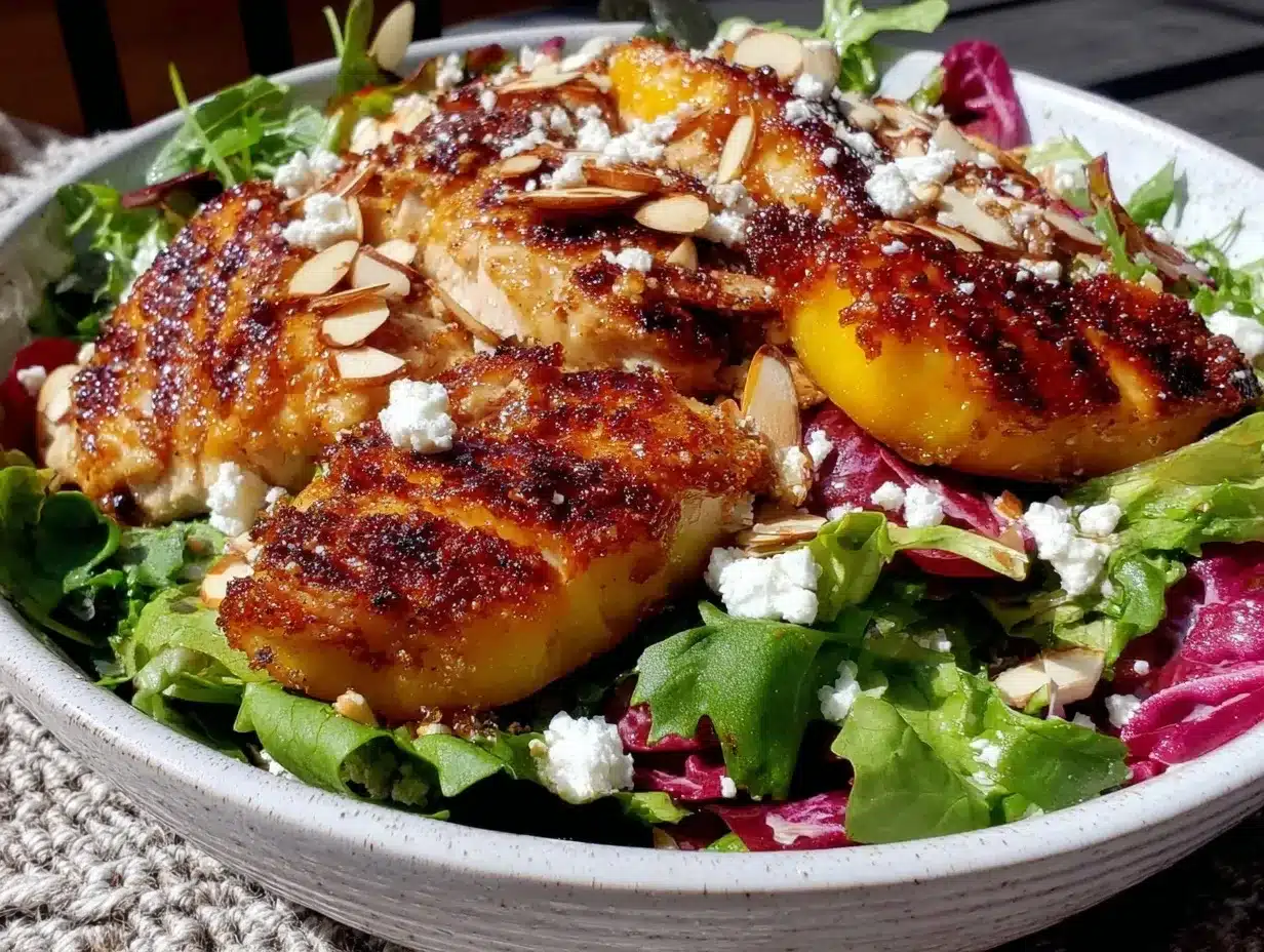 fresh grilled nectarine and chicken salad preparation steps
