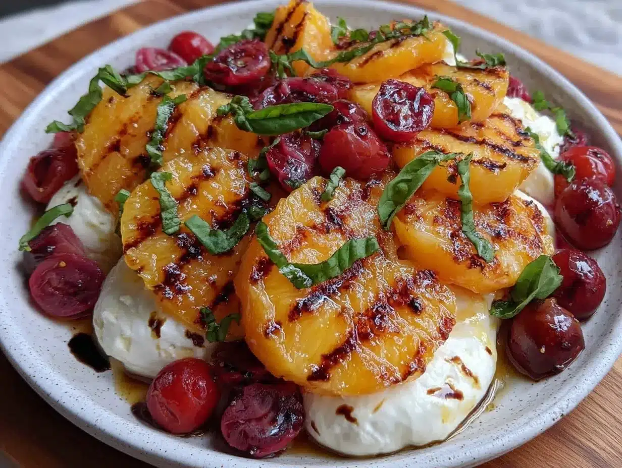 fresh grilled peach caprese salad preparation steps