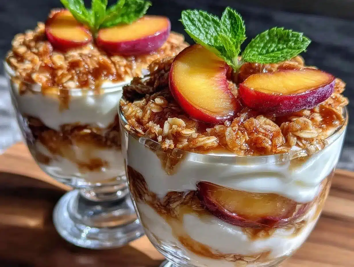 fresh nectarine yogurt parfait - featured image