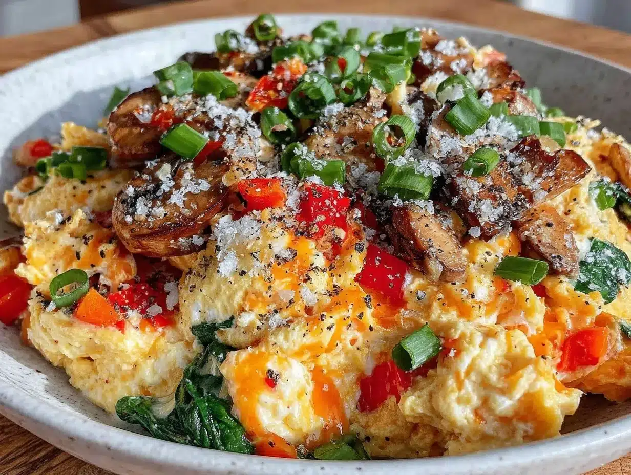 Healthy Calorie Deficit Veggie Egg White Scramble preparation steps