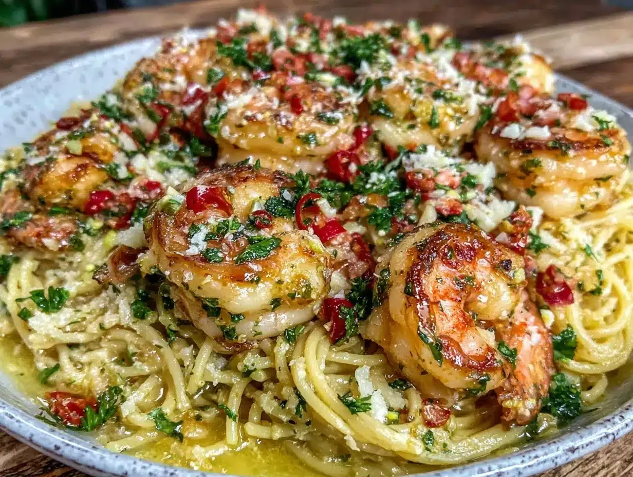 quick creamy garlic butter shrimp pasta preparation steps