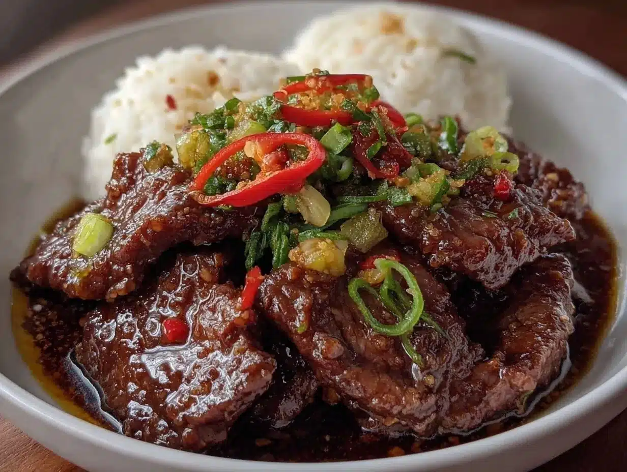 quick crispy Mongolian beef stir-fry preparation steps