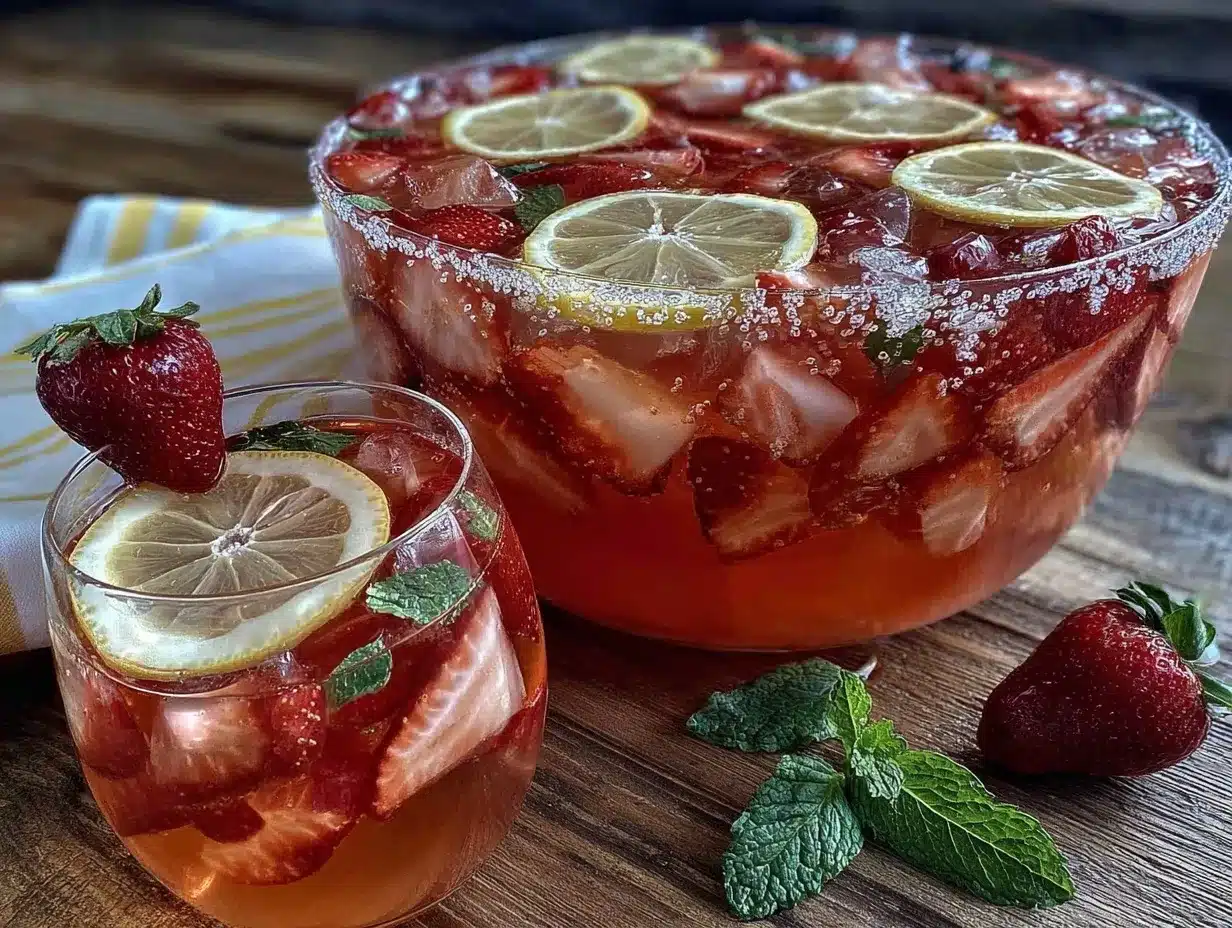 strawberry lemonade vodka punch preparation steps